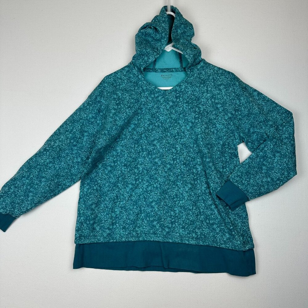 Athleta V neck Hoodie Sundown Alliance Sweatshirt Teal